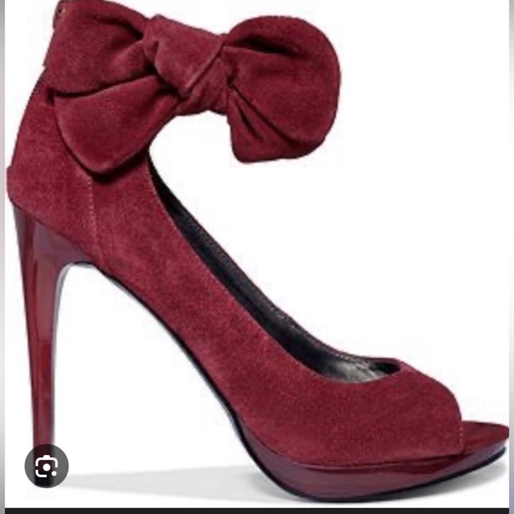 Carlos Elegant Burgundy High Heels with Bow women size 7